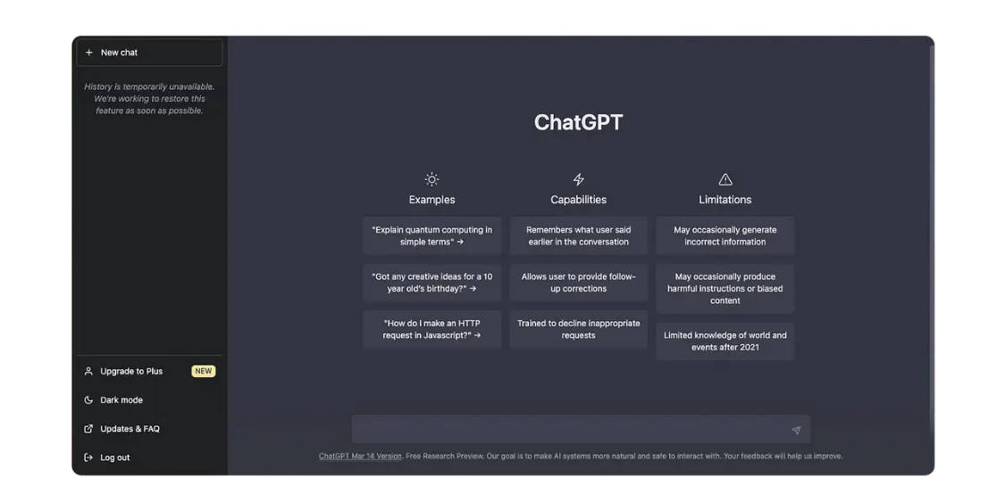 chatgpt dashboard