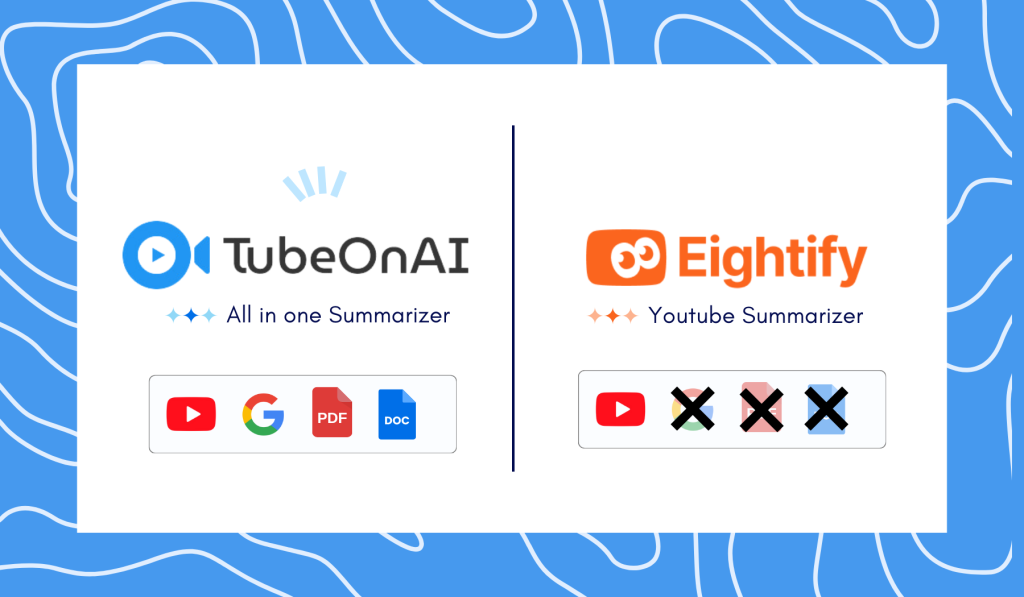 TubeOnAI vs Eightify Summarizer comparison