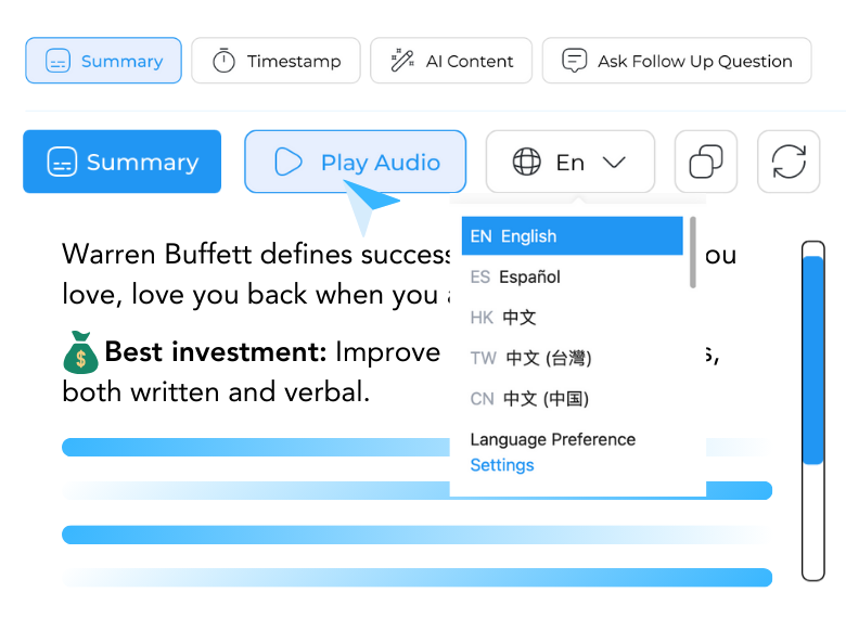 TubeOnAI Multilingual feature