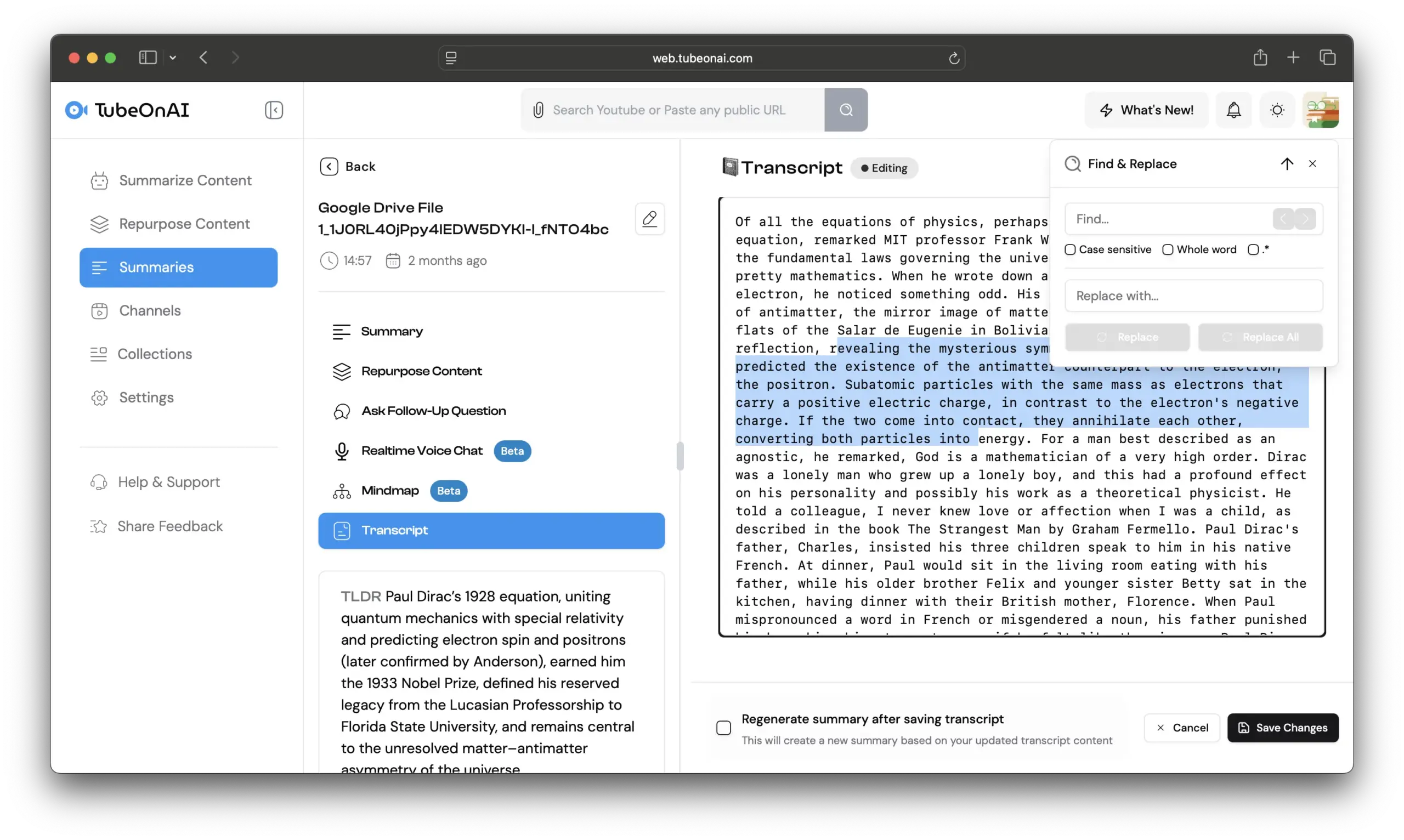 user editing drive video files transcript